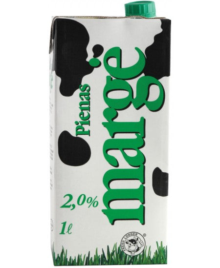 Pienas MARGĖ, 2% riebumo - 12 vnt (12 L)